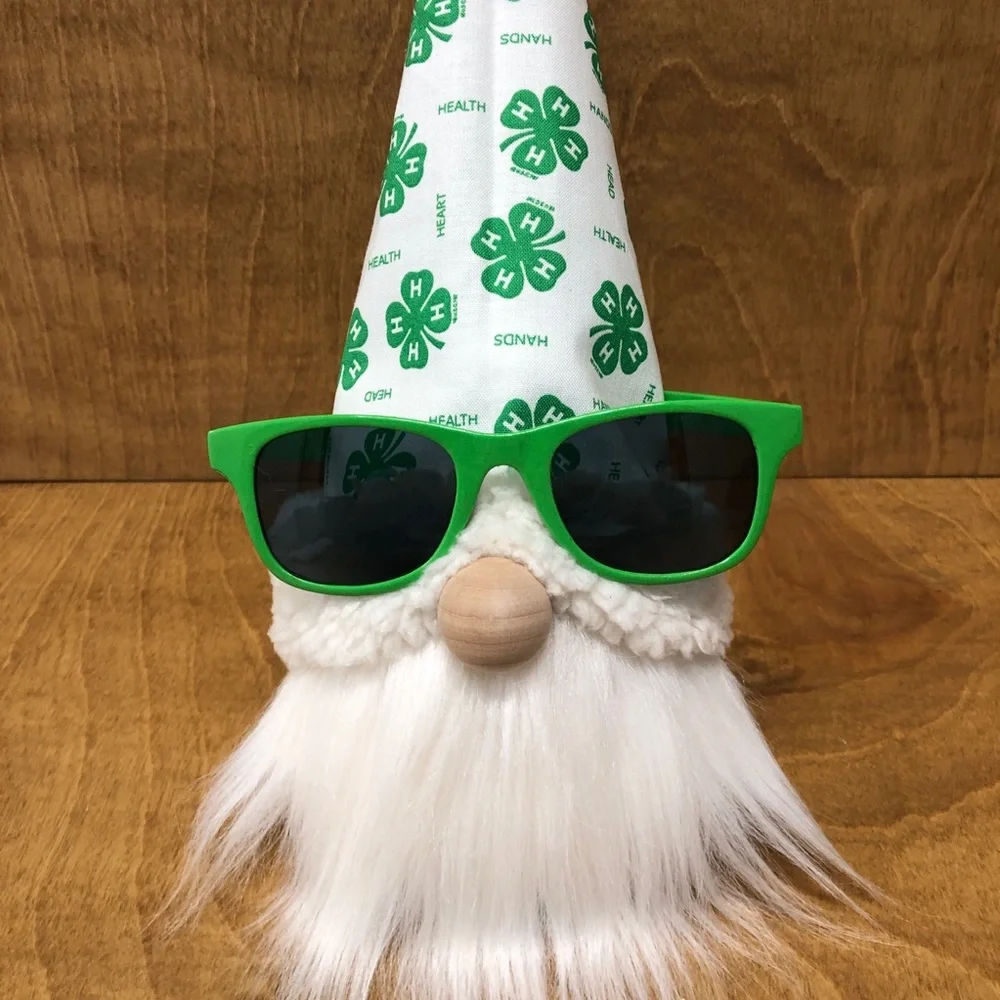 4-H Gnome Heart Health Hands Head 4-Leaf Clover Green White Gift Sunglasses - Picture 3 of 4